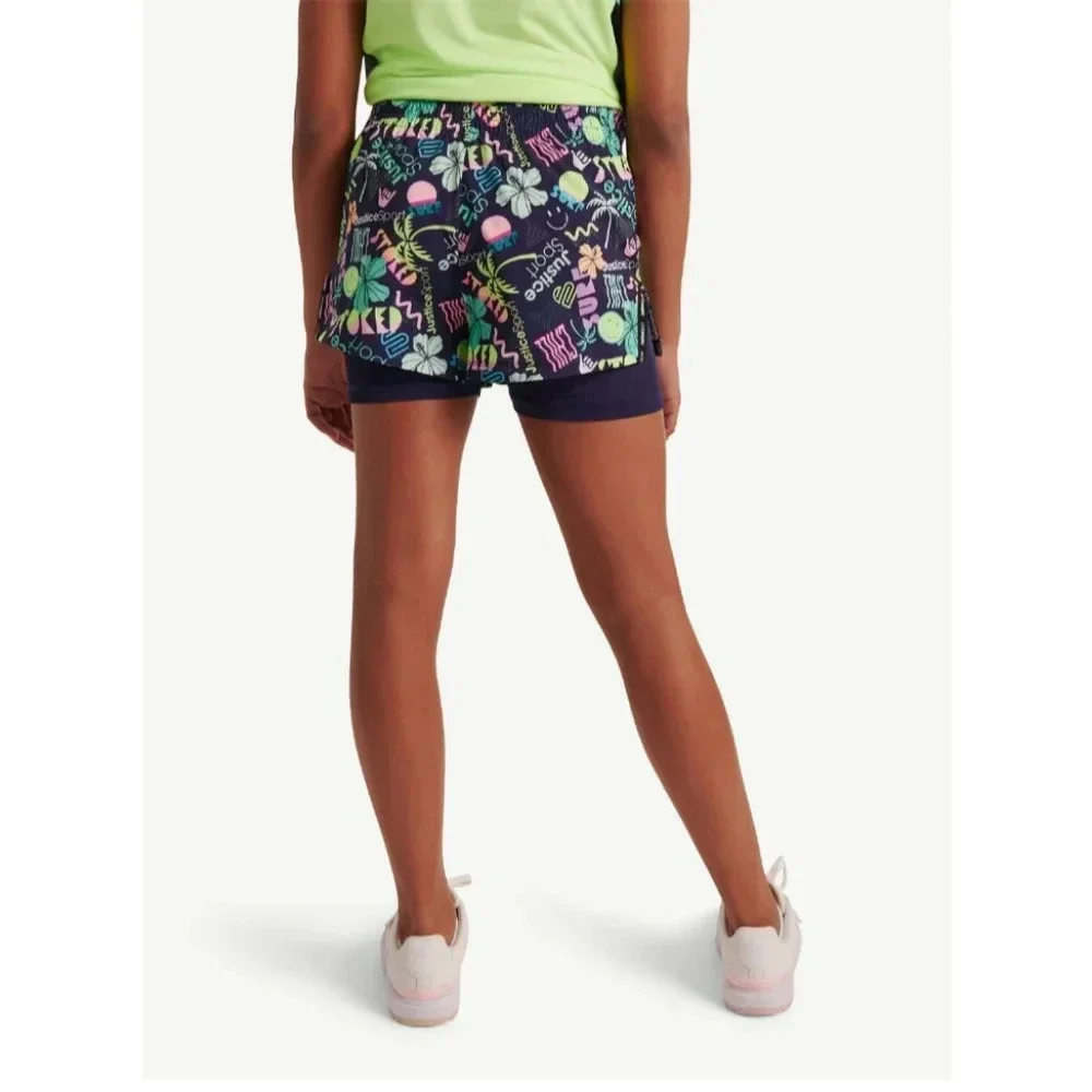 Justice Girl's J-Sport Active 2-Fer Running Short Size XL Plus (16P/18P) NWT